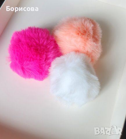 Комплект 6 броя помпони  за шапки 10см, снимка 2 - Други - 38342430