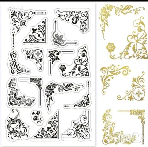 винтидж ъгли ъгъл силиконов гумен печат декор украса бисквитки фондан Scrapbooking