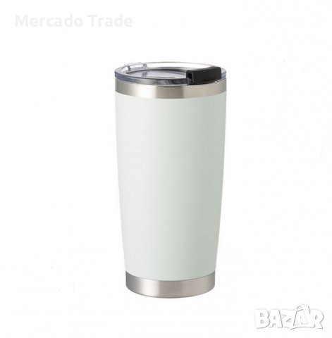 Термочаша Mercado Trade, С капак, За напитки, 600 мл., Стомана, Бял, снимка 1 - Чаши - 39825321