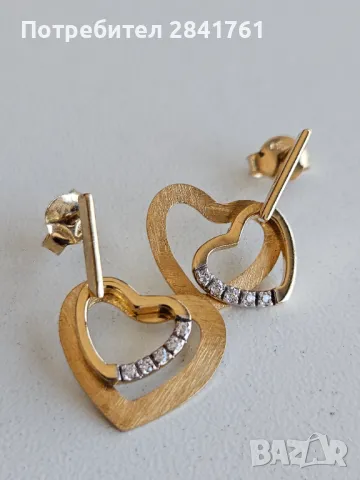 Златни обеци злато 14К проба 585, снимка 4 - Обеци - 49368743