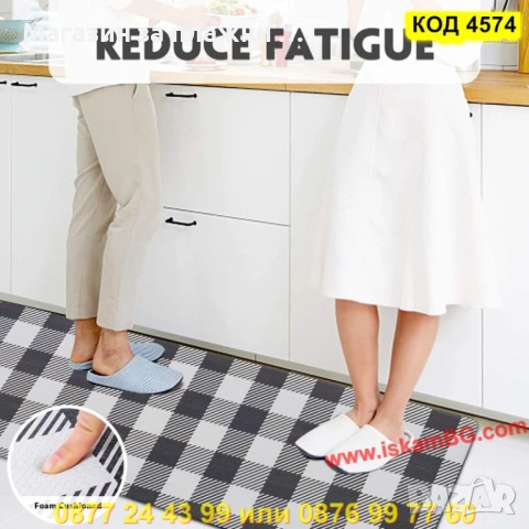 Водоустойчива пътека за кухня – ЧЕРНО-БЯЛО КАРЕ - КОД 4574, снимка 8 - Аксесоари за кухня - 50888086