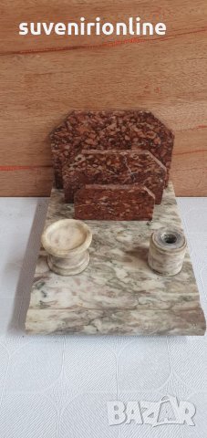 Старинен мраморен органайзер за бюро, снимка 5 - Антикварни и старинни предмети - 33279252