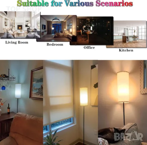 Модерна подова лампа с дистанционно управление, включена крушка с безстепенно димиране 12 W, снимка 7 - Лампиони - 49500268