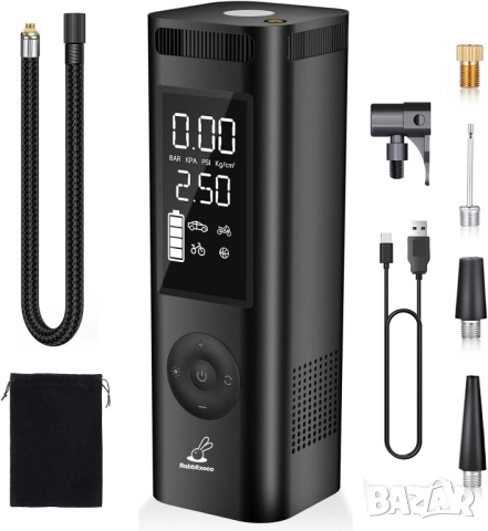 Преносим Компресор за Гуми, Цифрова Интелигентна Помпа с Бързо Зареждане