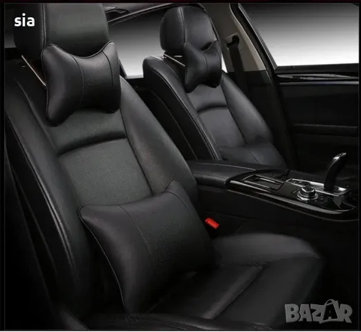 Кожени възглавници за кола, 2бр, за облегалка, възглавница за седалка
