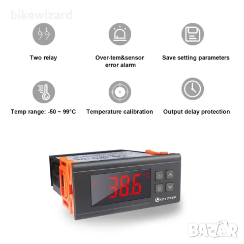 Цифров температурен контролер KETOTEK с водоустойчива сонда KT-1000, двойно релеен термостат 220V , снимка 5 - Терариуми и оборудване - 48856170