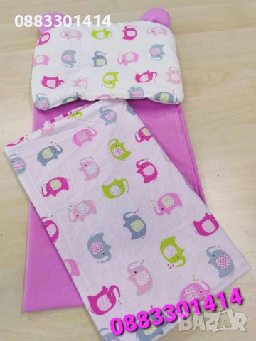 Комплект подложка за количка бебешки с възглавница, одеяло и чаршаф за бебе, снимка 8 - Спално бельо и завивки - 36655766