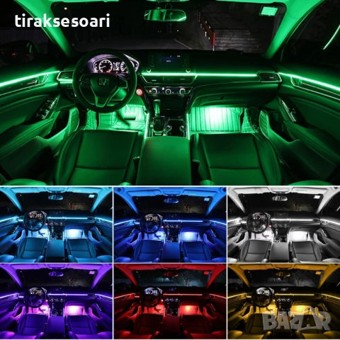 Система за LED амбиентно осветление за автомобили с RGB 64 цвята, 6в1, снимка 6 - Аксесоари и консумативи - 52788927
