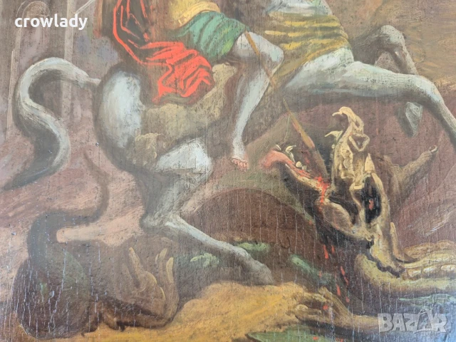 Стара Руска св.Георги Домашна Икона красива оригинал 19 век, снимка 8 - Антикварни и старинни предмети - 50779949