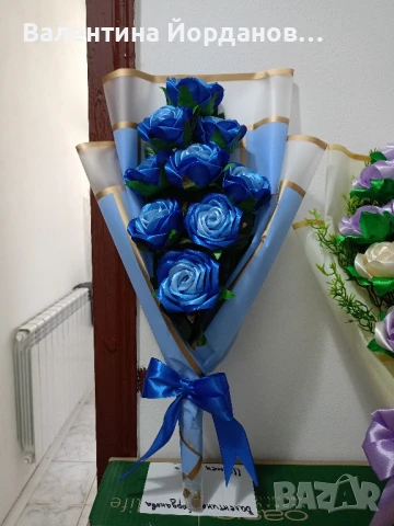 букети със сатенени рози , снимка 3 - Декорация за дома - 50905673