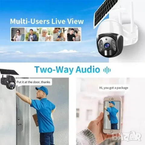 Безжична соларна смарт wi-fi камера 4 MP, снимка 4 - HD камери - 40239797