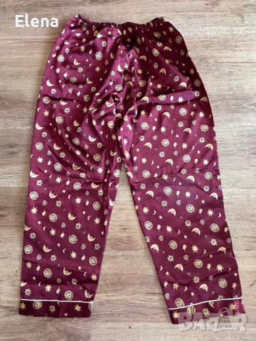 Сатенена пижама със златисти шарки, снимка 3 - Пижами - 52419855