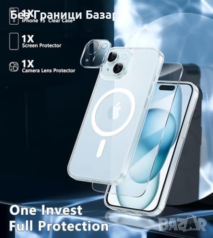 Нов Луксозен Прозрачен Кейс iPhone 15 Силен Магнит, Висока Защита, снимка 6 - Калъфи, кейсове - 43556983