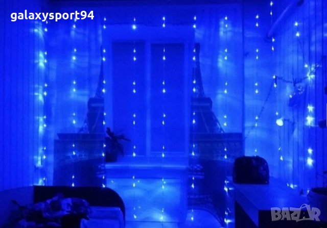 Сини и Бели Светещи завеси тип Водопад с Коледни лампички 3 х 2м, снимка 4 - Външни лампи - 43189873