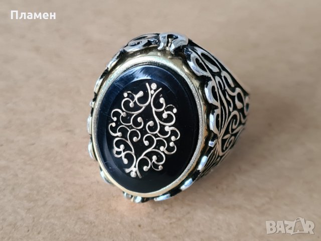 мъжки сребърен пръстен с две лица