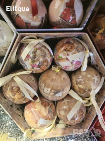 Комплект от 14 топки за елха, различни видове, снимка 15 - Други стоки за дома - 52903835