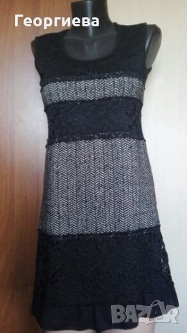 Красива плътна рокля в черно и сиво ПРОМОЦИЯ - 8лв.🍀👗S,S/M👗🍀 арт.285, снимка 2 - Рокли - 27616339