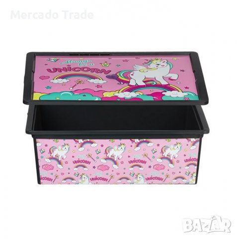 Кутия за играчки Mercado Trade, За момичета, Розов еднорог, 25л., снимка 2 - Други - 37992606