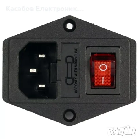 AC IEC 250V Електрически контакт за компютър с ключ и предпазител, снимка 3 - Друга електроника - 48948855