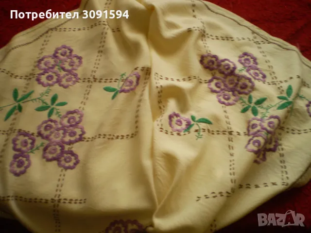   Ретро покривки за маса с бродирани цветя, снимка 6 - Антикварни и старинни предмети - 49561969