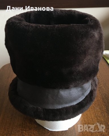 Мъжка зимна шапка от естествена овча кожа - тъмно кафява, снимка 5 - Шапки - 32439082