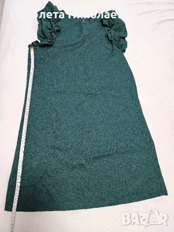 Дамска тъмно зелена рокля, снимка 5 - Рокли - 49174219
