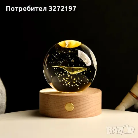 LED Светеща кристална топка/лампа, 3D сензорна-Кит, снимка 2 - Настолни лампи - 49411371