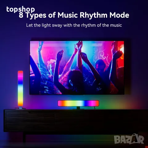 MICTUL RGB светлинна лента, с 15 режима за синхронизиране на сцени и музика, USB захранване, снимка 5 - Друга електроника - 50355243
