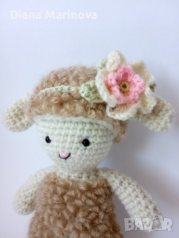 Детска играчка агънце, ръчна изработка, плетени играчки, подарък за дете, плетено агънце, снимка 2 - Плюшени играчки - 43143035
