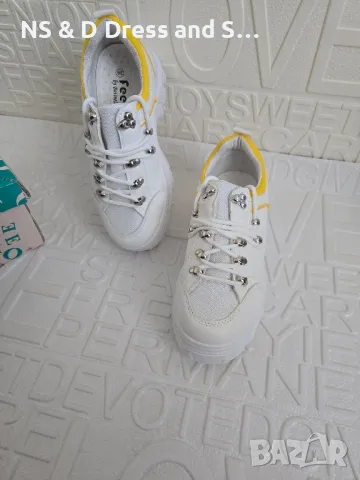 Дамски маратонки различен модел бяло с жълто , снимка 5 - Маратонки - 49569803