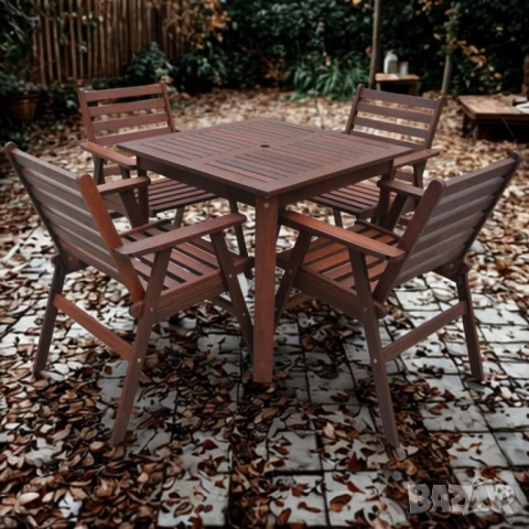 Градински комплект Tirora Muhler Meranti - 5 части, дърво