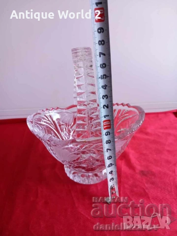 Кристално Стъкло Кошница , Бисквитиера Фруктиера, снимка 6 - Антикварни и старинни предмети - 53228035