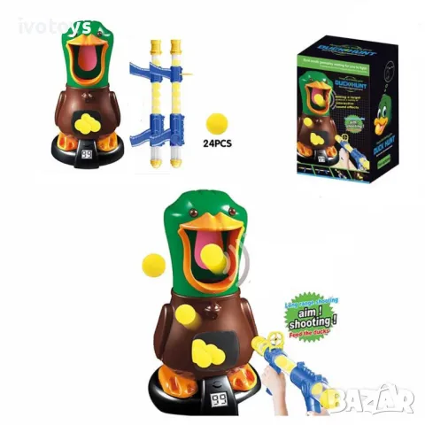 Детски комплект мишена Пате и две пушки с топки, снимка 1