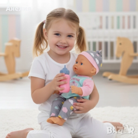 Кукла бебе 12 инча, която яде, пие и пишка – забавление и грижа за всяко дете, снимка 7 - Кукли - 52831053