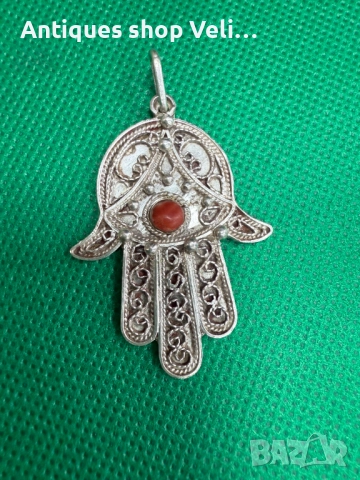 Сребърна висулка Ръката на Фатима №7689 