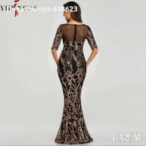 Официална дълга  рокля с паети , снимка 3 - Рокли - 26260780