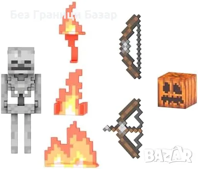 Нова Minecraft скелет фигурка 14 см с 6 аксесоара и пикселизиран дизайн