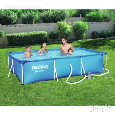 Сглобяем Басейн BESTWAY Steel Pro 56411 300x201x66 см с Филтърна Помпа, снимка 2 - Басейни и аксесоари - 50723296