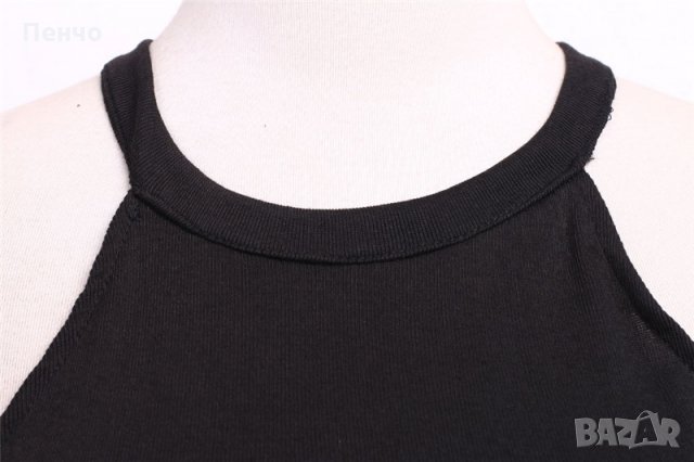 Дамска секси рокля пола горнище без ръкави и рамена блуза риза тънка материя къса мини рокля тениска, снимка 8 - Рокли - 27265827