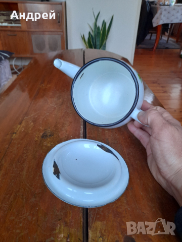 Стар емайлиран чайник #60, снимка 5 - Други ценни предмети - 44844009