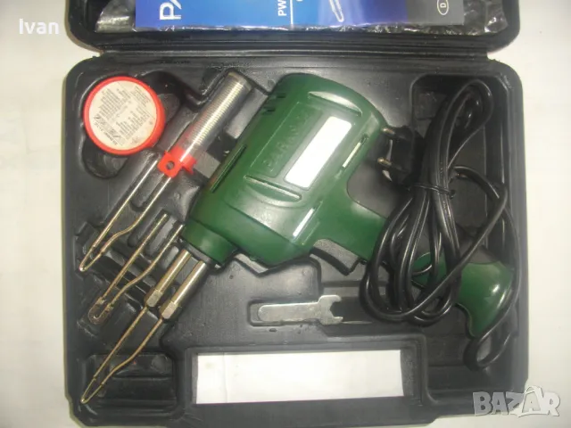 ПОЧТИ НОВ 180 ВАТА ЕЛЕКТРИЧЕСКИ ПОЯЛНИК ГОЛЯМ ОРИГИНАЛЕН НЕМСКИ PARKSIDE ПЪЛЕН КОМПЛЕКТ 2003г GERMAN, снимка 2 - Поялници и запояване - 49296792