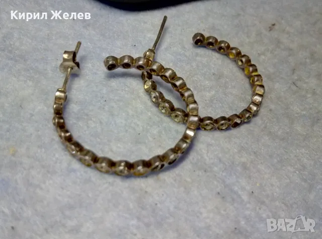 СТАРИ СТИЛНИ СКЪПОЦЕННИ СРЕБЪРНИ ОБЕЦИ СРЕБРО ВИСОКА ПРОБА с ИСКРЯЩИ ФАСЕТИРАНИ ЦИРКОНИ 48617, снимка 5 - Антикварни и старинни предмети - 49511073