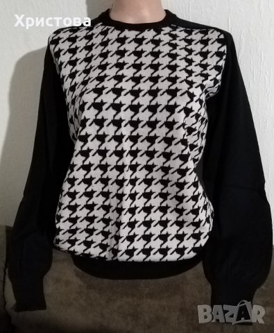 Пепитен пуловер, М/L