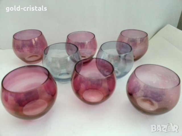 Ретро чаши цветно стъкло, снимка 4 - Антикварни и старинни предмети - 32329064