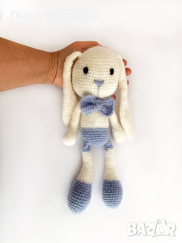 Детска играчка зайче, ръчна изработка, плетени играчки, подарък за дете , снимка 4 - Плюшени играчки - 43142520