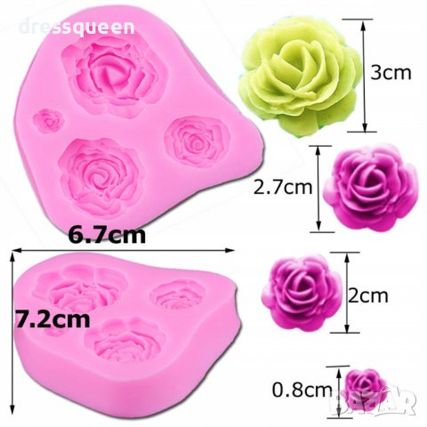 3805 Форма с 4 рози, снимка 7 - Форми - 38910235