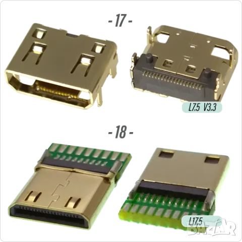 Букса конектор HDMI , mini HDMI SMT, Micro 19 pin HD connector  , снимка 10 - Ремонт на друга електроника - 40051744