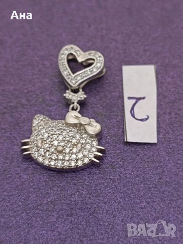 красива сребърна висулка с камъни Буква Ч, снимка 1 - Колиета, медальони, синджири - 43922981