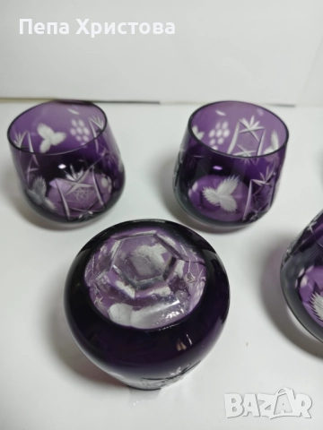Чаши  от аметистов оловен кристал Nachtmann, снимка 4 - Чаши - 52595914