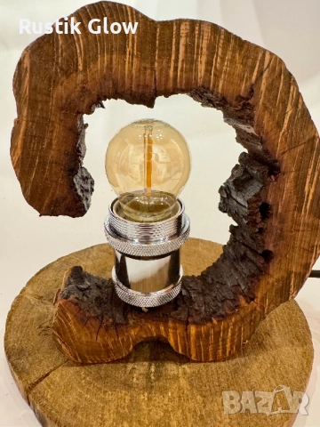 Настолна ръчно изработена рустик лампа, снимка 4 - Настолни лампи - 52380893
